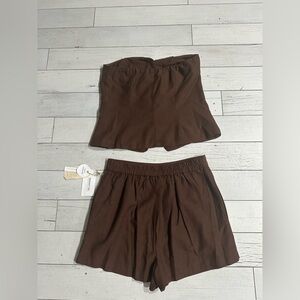 Brown Strapless Tank Top